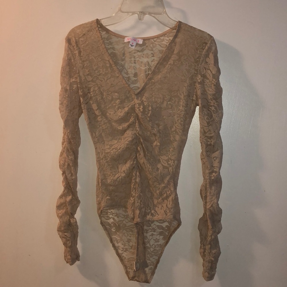 A’GACI nude lace bodysuit